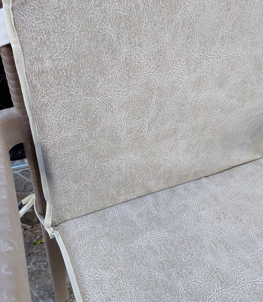 2 Adet Rattan Arkalıklı Sandalye Minderi (Kalınlık 4cm)-Primer Bej - 2