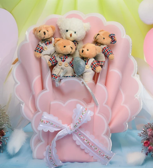 Premium Giysili Yumoş Peluş Ayıcık Buketi, Sevgiliye, Doğum Gününe Hediye - 7