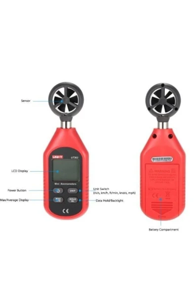 UNİ-T UT363 Mini Anemometre - Rüzgar Ölçer