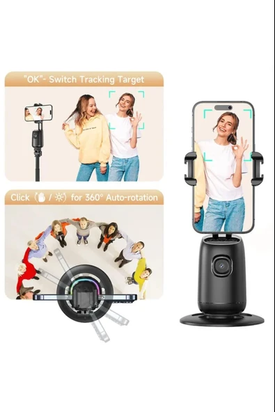 Profesyonel Gimbal 360° Yüz Takip Telefon Sabitleyici Tutucu Video Canlı Yayın Akıllı Tripod P03 - 8