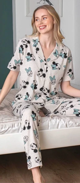 Freshness 6255 Kadın Mickey Mouselu Patlı Pijama Takımı - 2