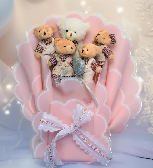 Premium Giysili Yumoş Peluş Ayıcık Buketi, Sevgiliye, Doğum Gününe Hediye - 6