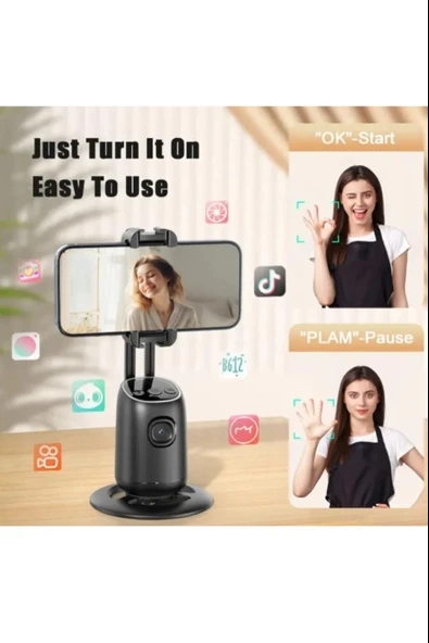 Profesyonel Gimbal 360° Yüz Takip Telefon Sabitleyici Tutucu Video Canlı Yayın Akıllı Tripod P03 - 4