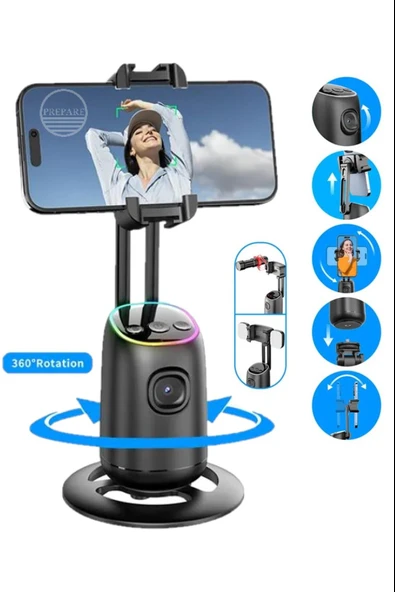 Profesyonel Gimbal 360° Yüz Takip Telefon Sabitleyici Tutucu Video Canlı Yayın Akıllı Tripod P03 ürün görseli 1