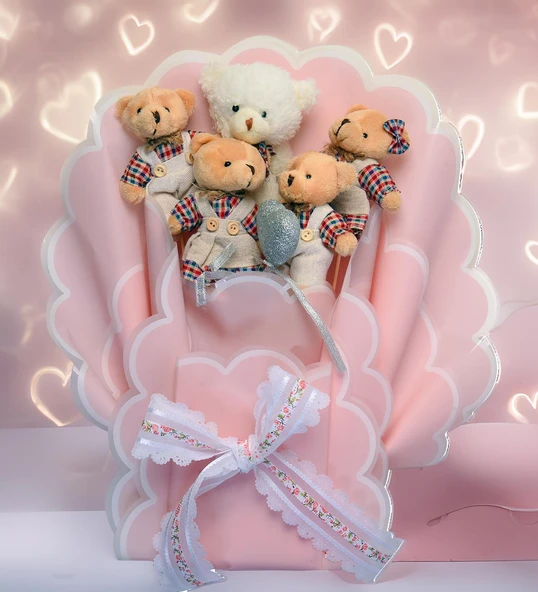 Premium Giysili Yumoş Peluş Ayıcık Buketi, Sevgiliye, Doğum Gününe Hediye - 5