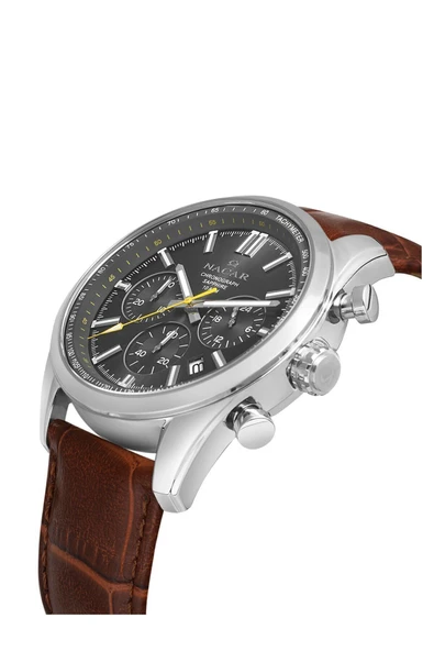 Nc34-290713-agl2 Safir Camlı Spor Deri Erkek Kol Saati - Resim 2