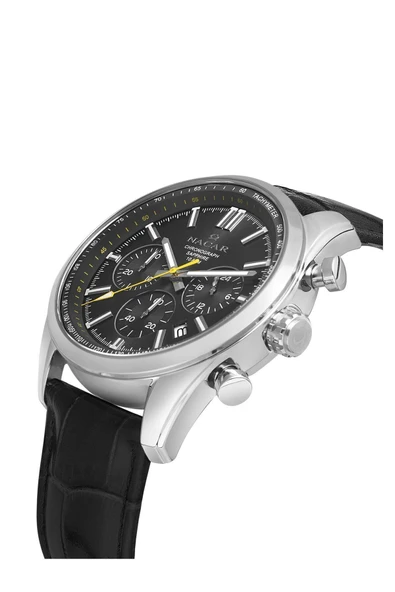 Nc34-290713-abl1 Safir Camlı Spor Deri Erkek Kol Saati - Resim 2