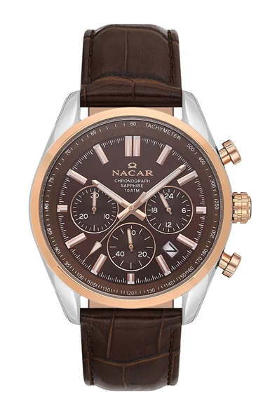 Nc34-290713-ekl2 Safir Camlı Spor Deri Erkek Kol Saati ürün görseli 1