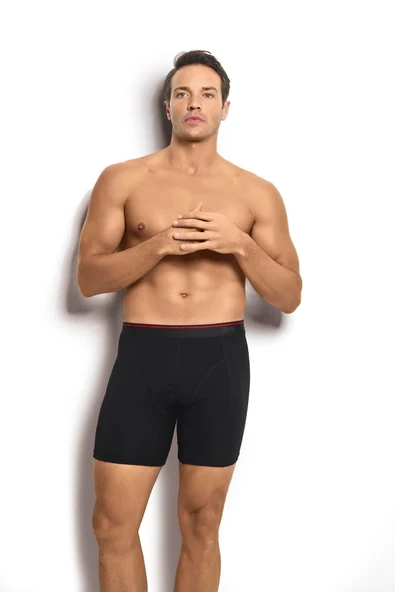 Jiber 268 Erkek 3'lü Pamuklu Likralı Uzun Boxer