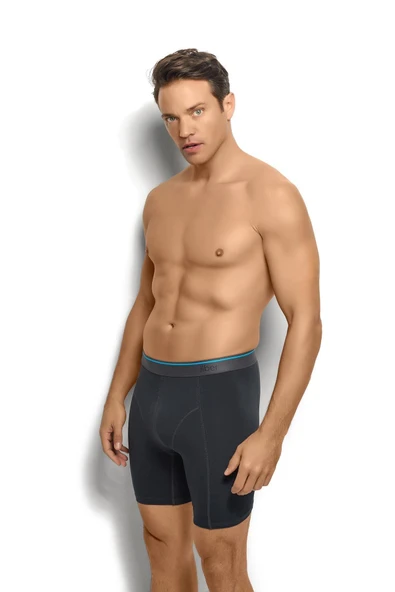 Jiber Erkek 3'lü Pamuklu Likralı Rahat Uzun Boxer - 5