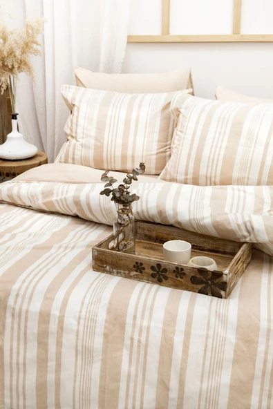 Tek Kişilik 160 x 220 cm Ranforce Nevresim Takımı - Brendon Kahve - 2