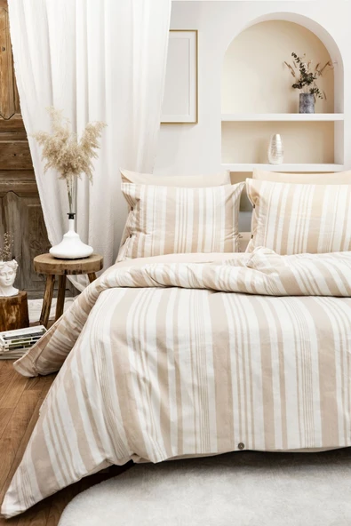 Tek Kişilik 160 x 220 cm Ranforce Nevresim Takımı - Brendon Kahve