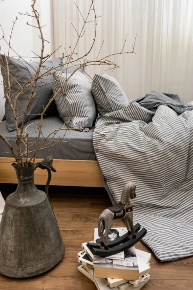 Tek Kişilik 160 x 220 cm Ranforce Nevresim Takımı - Brendon Gri - 3