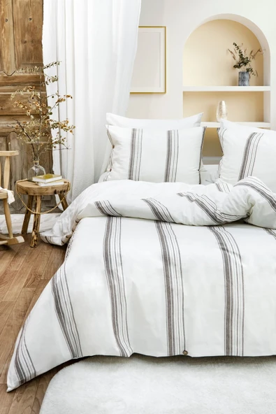 Tek Kişilik 160 x 220 cm Ranforce Nevresim Takımı - Brendon Acı Kahve