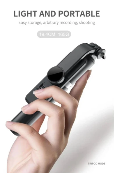 Işıklı Selfie Stick 360 Derece Bluetooth Kumandalı Selfie Çubuğu Fill Light Tripod Q02S - 3