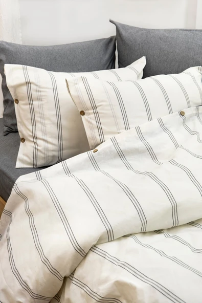 Tek Kişilik 160 x 220 cm Ranforce Nevresim Takımı - Brendon Bej - 2