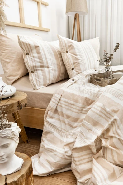 Tek Kişilik 160 x 220 cm Ranforce Nevresim Takımı - Brendon Kahve - 3