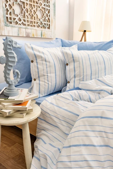 Tek Kişilik 160 x 220 cm Ranforce Nevresim Takımı - Brendon Mavi - 2