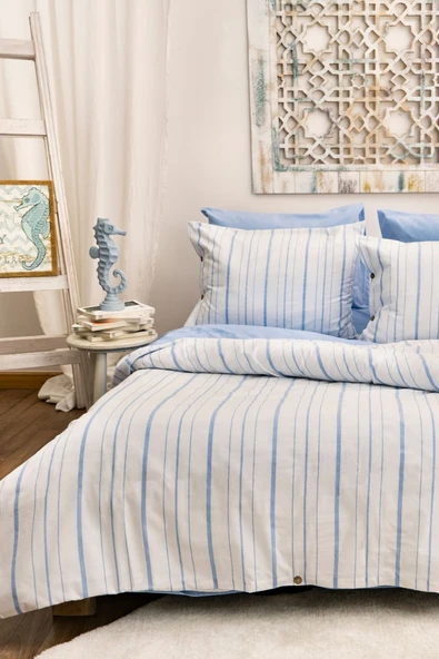 Tek Kişilik 160 x 220 cm Ranforce Nevresim Takımı - Brendon Mavi