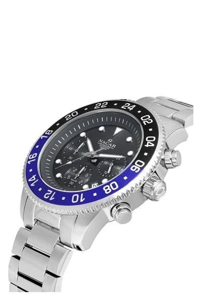 NC37-294238NB-ABM SAFİR CAMLI PASLANMAZ ÇELİK 20 ATM ERKEK KOL SAATİ - Resim 2