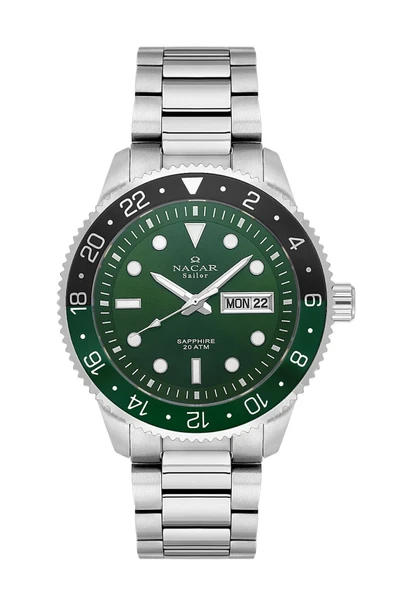 SAFİR CAMLI PASLANMAZ ÇELİK 20 ATM ERKEK KOL SAATİ ürün görseli 1