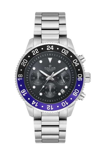 NC37-294238NB-ABM SAFİR CAMLI PASLANMAZ ÇELİK 20 ATM ERKEK KOL SAATİ ürün görseli 1