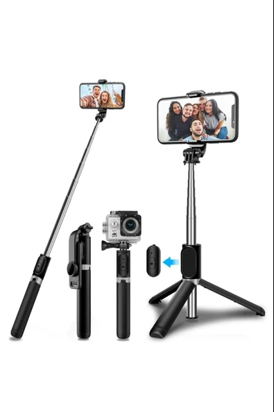 Selfie Stick 360 Derece Bluetooth Kumandalı Selfie Çubuğu Tripod Q02