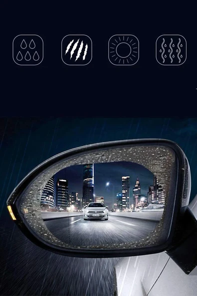 Oto Dış Ayna Yağmur Tutmaz Kaydırıcı Film 2 Adet - Çiftli Paket - 2