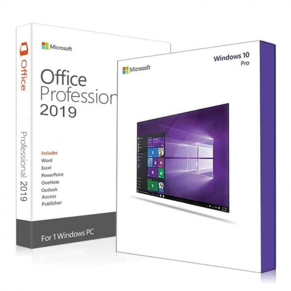 Windows 10 Pro + Office 2019 Pro Plus 32-64 Bit Hemen Teslim