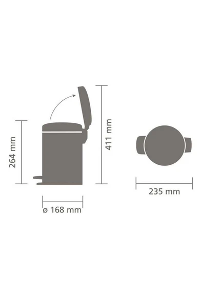 Brabantia Newıcon Matt Steel Pedallı Çöp Kutusu 3l - Resim 2