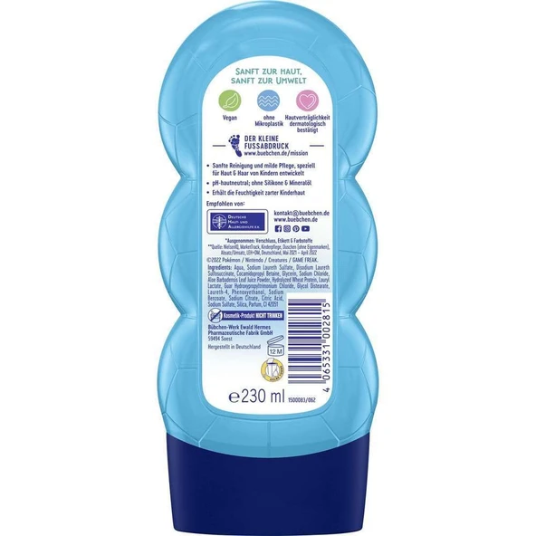 Bübchen Çocuk Şampuan&Duş Jeli 2 in 1 Pokemon Schiggy 230 ml - 2