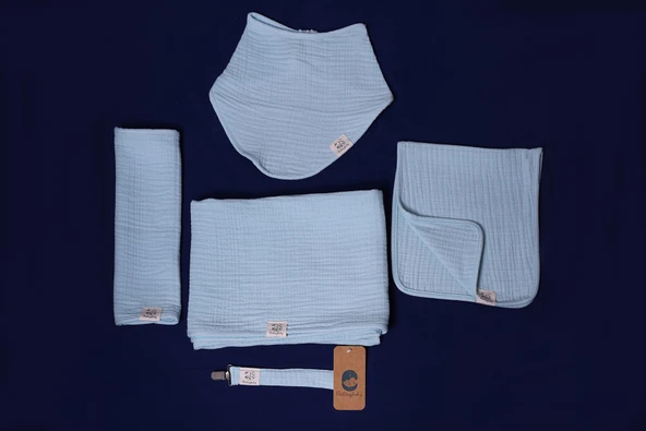 4 Katlı %100 Pamuklu Krem Müslin 5'li Bebek Seti - 7