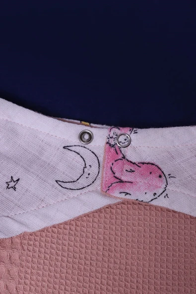 Pembe Tavşan Desenli 2 Katlı %100 Pamuklu Müslin & Pike 5'li Bebek Seti - 6