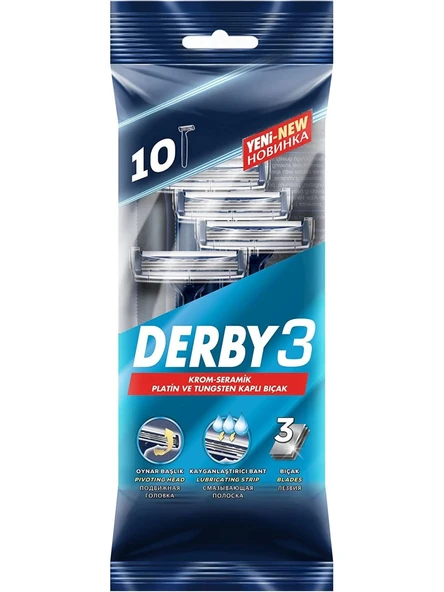 Derby 3 10'Lu Poşet + Tıraş Kolanyası Okyanus Esintisi 250 Ml (2 Paket) - 2
