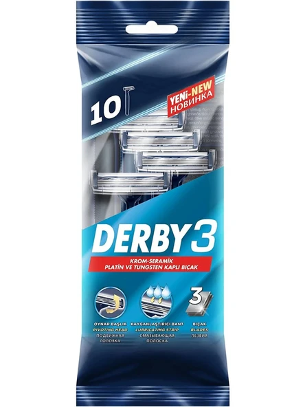 Derby 3 10'lu Poşet Tıraş Bıçağı 3 Bıçaklı (2 Paket)