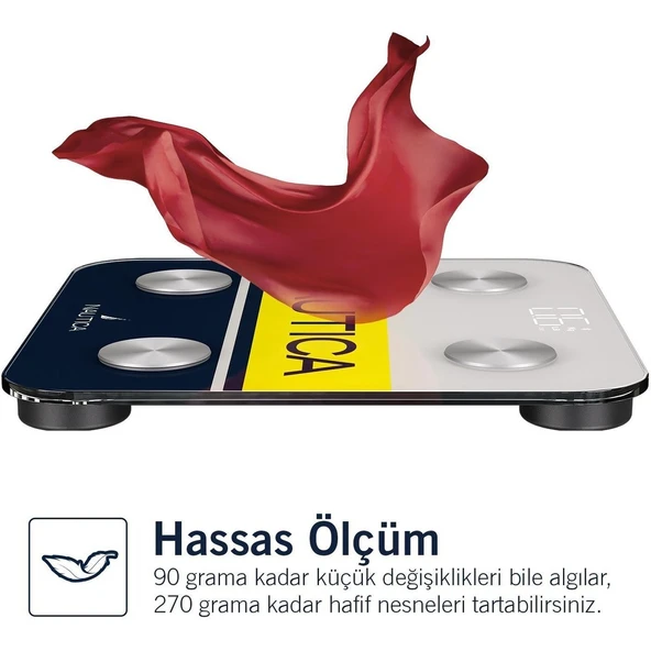 Nautica BT600 Bluetooth Vücut Analizli Yağ Kas Su Ölçer Akıllı Tartı Sarı - 4
