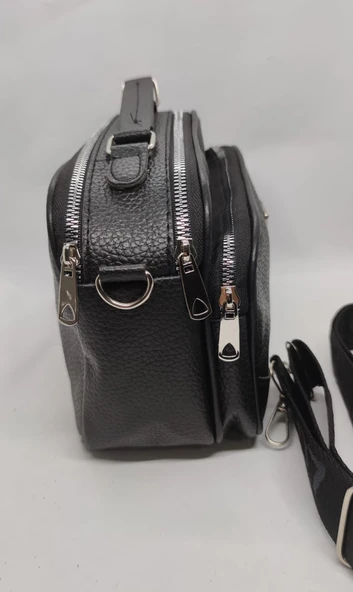 Yumuşak Deri 3 Bölmeli Kadın Omuz Çanta - Resim 3