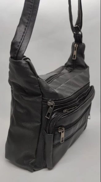 Çok Cepli Suni Deri Çapraz Çanta - Resim 2