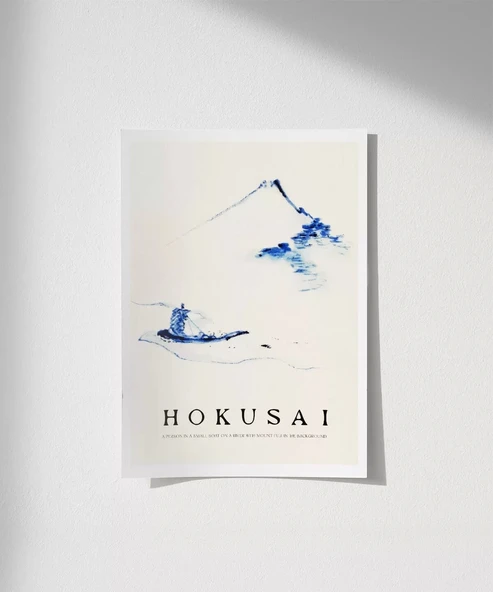 Çerçevesiz Poster Hokusai Fuji Dağı Önünde Teknede Bir Kişi