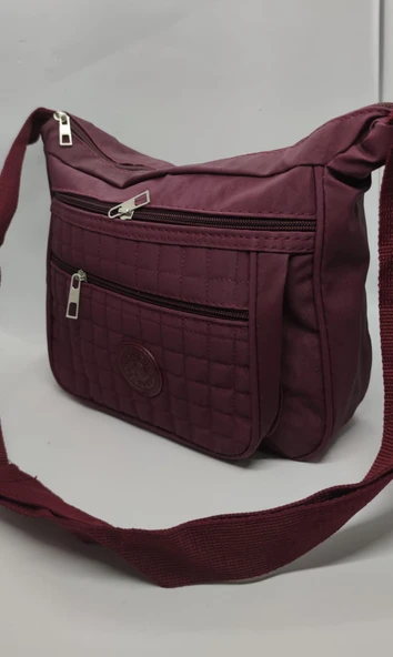 Krinkıl Kumaş Çok Cepli Çapraz Kadın Çanta - Resim 2