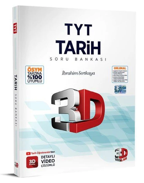 3D TYT Tarih Tamamı Video Çözümlü Soru Bankası