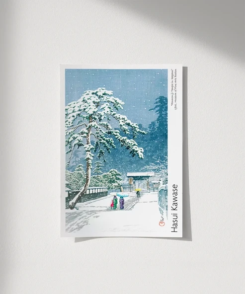 Çerçevesiz Poster Hasui Kawase Ikegami'deki Honmonji Tapınağı