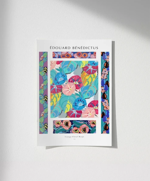 Çerçevesiz Poster Edouard Benedictus Vintage Çiçek Motifleri