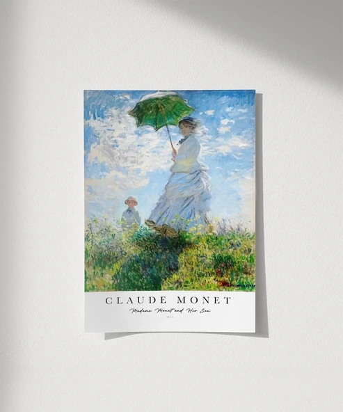 Çerçevesiz Poster Claude Monet Şemsiyeli Kadın (2)