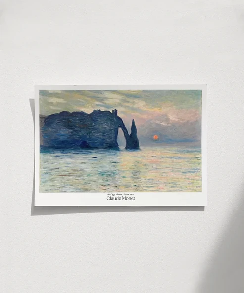 Çerçevesiz Poster Claude Monet Uçurum, Erretat, Gün Batımı