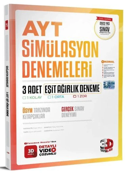 3D AYT Eşit Ağırlık 3 lü Simülasyon Deneme
