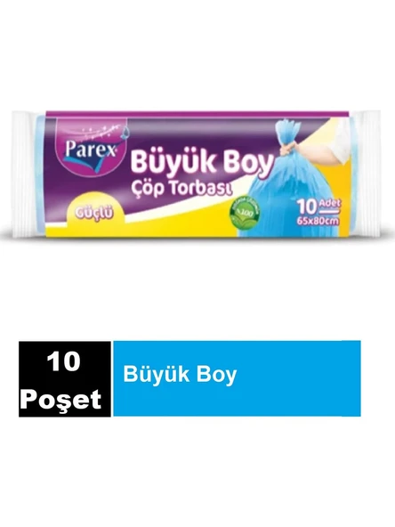 Parex Güçlü Çöp Poşeti Battal Boy 72 x 95 Cm 10 Adet - Mavi x 6 Paket - 2