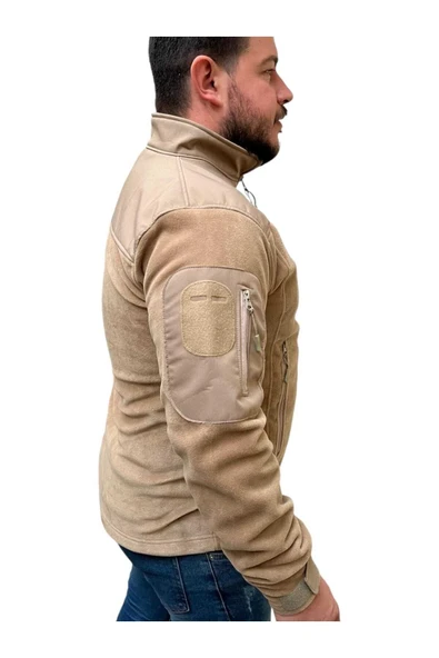 Taktik Çok Cepli Polar Mont Shoftshel Detaylı Bej Renk - Resim 2