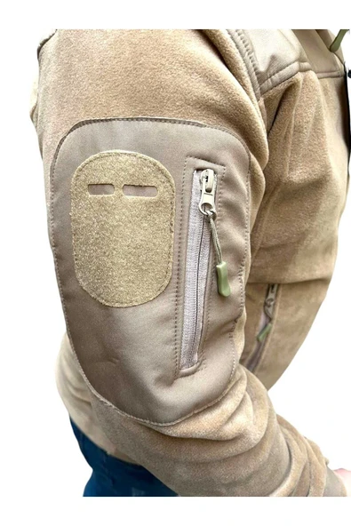 Taktik Çok Cepli Polar Mont Shoftshel Detaylı Bej Renk - Resim 6