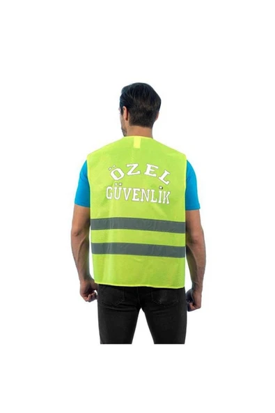 Özel Güvenlik Yazılı Ikaz Yeleği Reflektörlü Sarı Renk